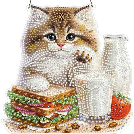 Diamantmalerei Anhänger Katze Sandwich, doppelseitiges Fensterbild zum Aufhängen