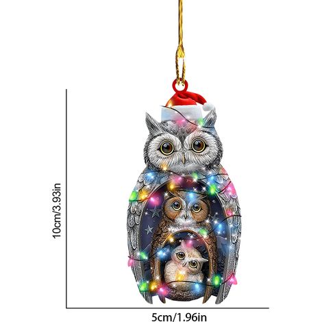 Pendentif de Noël Poulet avec Chapeau et Écharpe Décoration à Suspendre au Sapin de Noël Décoration de Fêtes (1/5)