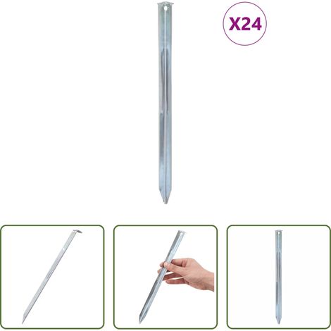 Fixation de tente - Piquets de tente 24 pcs 30 cm Ø20 mm acier galvanisé (1/5)