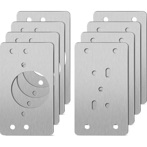 Plaque de réparation de charnière 8 pièces avec vis pour étagères de meubles en bois, 90 x 47 mm