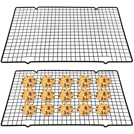 2 Pieces Cake Cooling Racks 40x25cm Non-Stick Stainless Steel Rectangular Pastry Rack Drying Rack Baking Rack for Household Pastry (1/5)