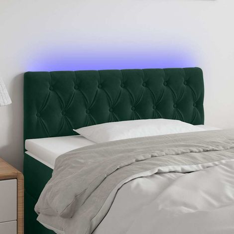 vidaXL Cabecero con LED de terciopelo verde oscuro 90x7x78/88 cm (1/5)