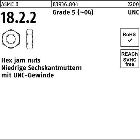 Tuerca hexagonal R 83936 rosca UNC baja 3/4 Grado 5 (04) 25 unidades (1/2)