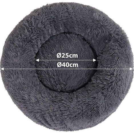 Panier rond pour chien ou chat, coussin, panier en forme de donut, 40 cm, gris foncé (1/5)