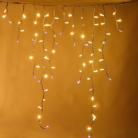 Luccika Professional Line stalattiti tenda a pioggia 4x1,5 metri con 304 luci di Natale a Maxi Led Bianco Caldo con flash Bianco Ghiaccio per esterno e interno Bianco Caldo 4x1.5 metri - 304 Maxiled B (1/5)
