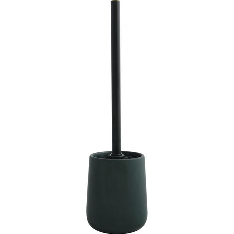 Brosse WC avec Support Céramique - Poils Résistants à l'usure - Design Classique et Élégant - 10,4 x 38,8 cm - Vert Foncé Mat - À Poser - Serviteur WC Non Fixe (1/3)