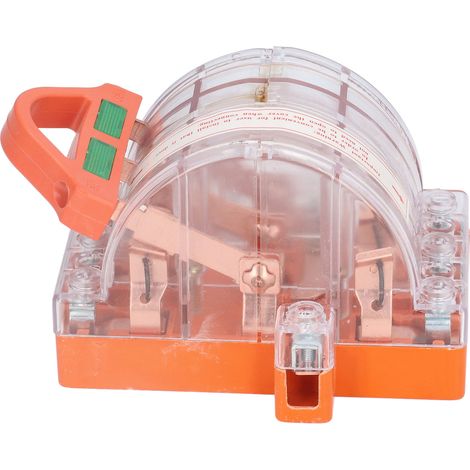 AC380V 3-poliger 63A Zweipol-Messerschalter aus massivem Kupfer, transparentes Gehäuse mit Kontrollleuchte, zum Schalten von Stromquellen (verpackt in Schaumstoffbox). (1/5)