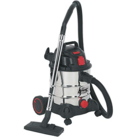 Sealey Vacuum Cleaner Industrial 20L 1400W/230V Stainless Drum Auto Start PC200SDAUTO