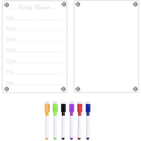 Tableau de planification Memu pour réfrigérateur, en acrylique, magnétique et effaçable à sec (1/4)
