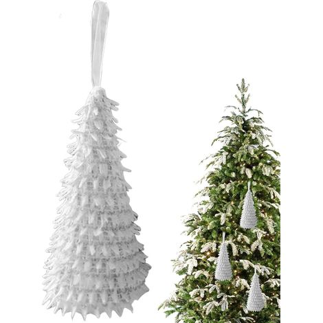 3 weiße Weihnachtsbaum-Anhänger, festliche Tischdeko (1/5)
