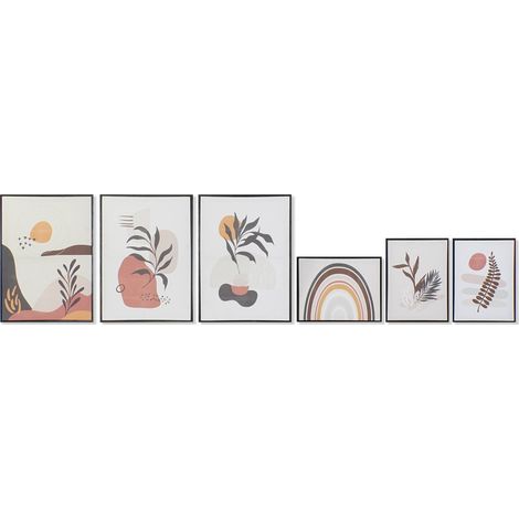 Tableau élégant feuillage coloré pour déco murale chic - Palette de terre et harmonie abstraite