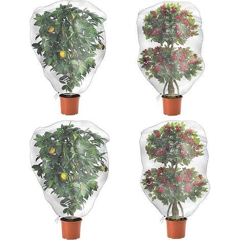4 Pièces Sac de Plantes avec Cordon de Serrage,Filet Anti Insecte,Anti-Insectes en Maille Fine Filet de Protection des légumes,pour la Protection des Légumes, Fleurs et Fruits(80X80CM) (1/5)