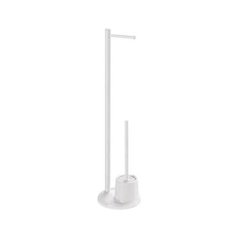 Porte-papier toilette/brosse sur pied, blanc