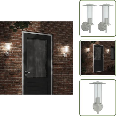 The Living Store Appliques murales d'extérieur 2pcs argenté acier inoxydable - Applique Murale Exterieure - Éclairage Extérieur - Luminaire Mural - Lampadaire Extérieur - Lumière Extérieure (1/5)