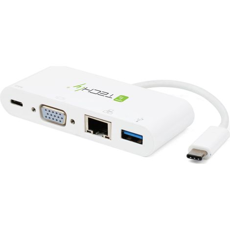 Techly Adattatore USB-C  a USB-A 3.0 con connessioni VGA, RJ45, USB-C (1/3)
