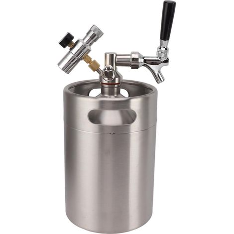 Fût miniature de 5 L en acier inoxydable, système de fût domestique pressurisé avec robinet réglable et manomètre 150 PSI (1/5)