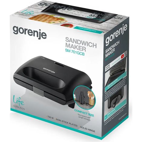 Gorenje SM701GCB grill elettrico nero 700W compatto (1/3)