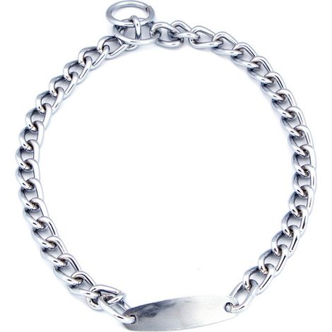 Collier étrangleur pour chien avec chaîne en métal et étiquette d'identification pour le dressage des petits, moyens et grands animaux de compagnie (2,0 mm x 40 cm) (1/4)