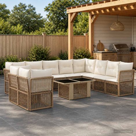 Set Divano da Giardino 11 pz Beige polyrattan vidaXL (1/5)