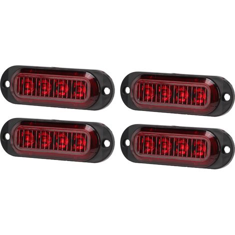 4 Feux Latéraux Camion 3000K Haute Luminosité IP65, LED Imperméables Faciles à Installer, Flash d'Urgence 12-24V Rouge (1/5)