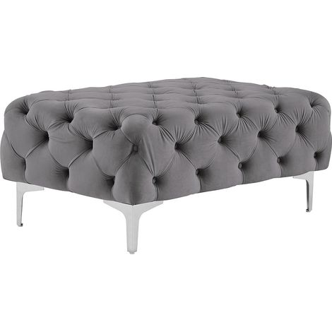 Pouf Chesterfield in Velluto Antracite - EDWINA