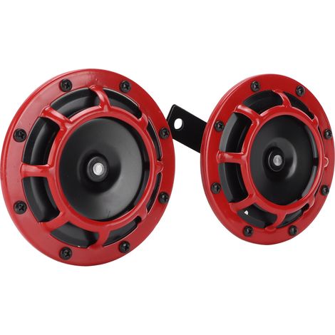 Paire de klaxons 12V rouges compacts super puissants 139-170dB universels pour moto et voiture (1/5)