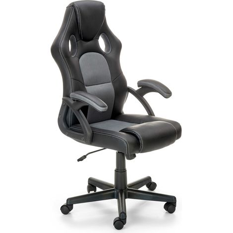 Silla de oficina Houston 1340, Gris + Negro, 108x62x63cm, Con ruedas, Con reposabrazos, Mecanismo de la silla: Inclinación