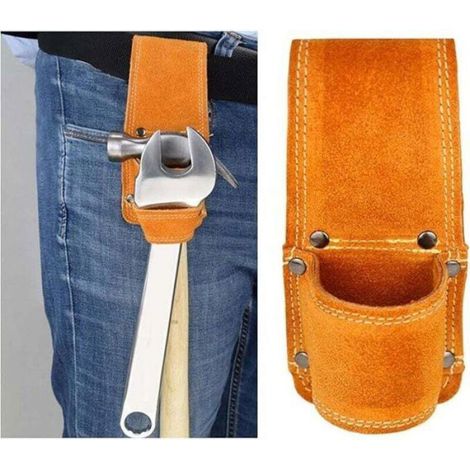 Porte-marteau en cuir - - Boucle de ceinture - Fixation par rivets - Cuir de haute qualité - Durable (1/4)
