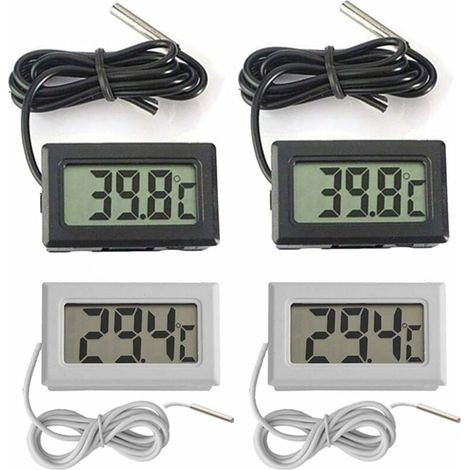 Mini Digital LCD Thermometer Temperature -5070 Temperature Sensor Tester for Fridge Freezers Aquarium (2X Black 2X White) (1/5)