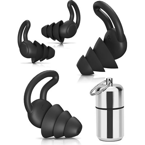 Tapones para los oídos reutilizables y lavables para dormir, tapones para los oídos con cancelación de ruido para dormir, nadar, conciertos, motociclismo, tapones de silicona suave que ofrecen mejor p (1/5)