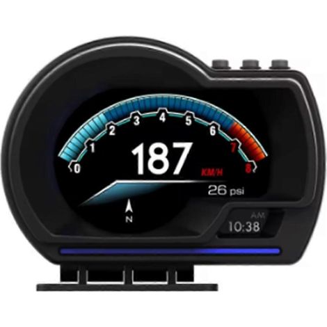 Compatible avec les instruments de bord universels OBD et GPS à double système, compteur de vitesse, affichage tête haute, instrument multifonction, affichage tête haute de la température de l'eau HUD (1/5)