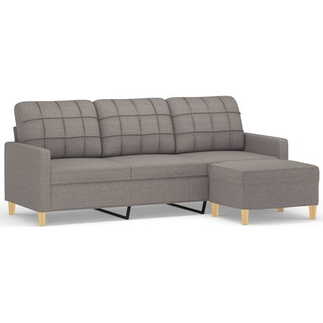 Canapé à 3 places,Sofa pour Salon,Banquette avec repose-pieds Taupe 180 cm Tissu CFW253506 (1/5)