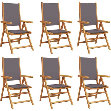 Maison Exclusive - Set di 6 sedie pieghevoli reclinabili in tessuto antracite e legno massello. (1/5)