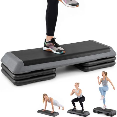 COSTWAY Step Fitness con 4 Blocchi e Altezza Regolabile (Grigio) (1/5)