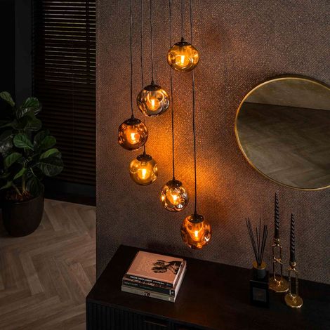 Luminaire suspension design en verre 6 lampes LAURA (1/4)