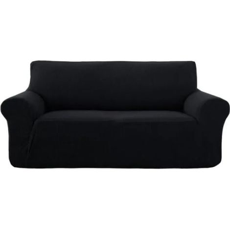 Housse de canapé - E-SENOIR - Extensible 3 Places - Noir - Design Contemporain - Lavable (1/4)