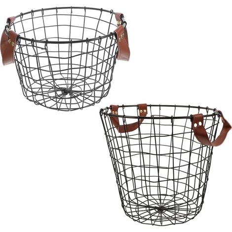 2 pièces Panier à Bûches Fer Robuste pour Stockage Extérieur et Intérieur Capacité avec Poignée Pliable Panier de Rangement pour Bois de Chauffage Lot de Grand et Petit (1/5)