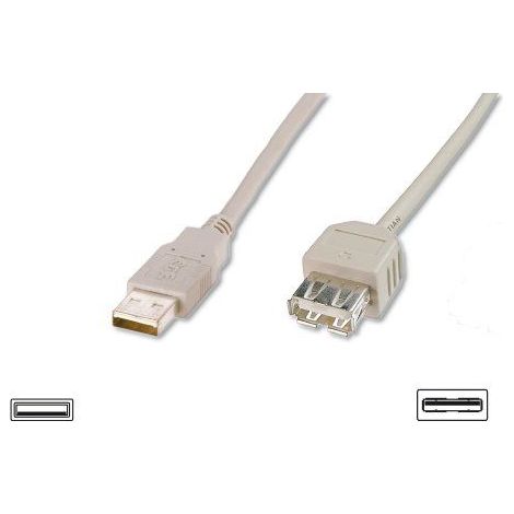 Digitus USB-Kabel USB 2.0 USB-A Stecker, USB-A Buchse 1.80 m Beige AK-300202-018-E (1/2)