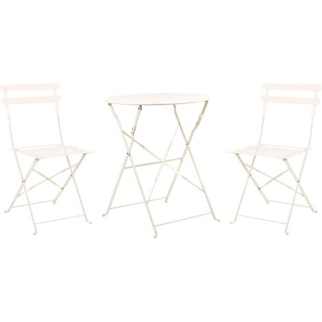 Bistro Set FIORI Metall Cremeweiß