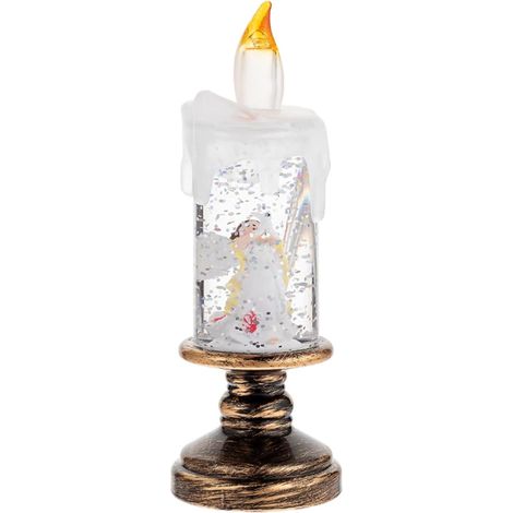 Lámpara de vela con forma de globo de nieve con copos de nieve flotantes realistas, diseño de plástico seguro para hogares, fiestas de invierno, Navidad, decoración de fiesta de invierno con ángel. (1/3)