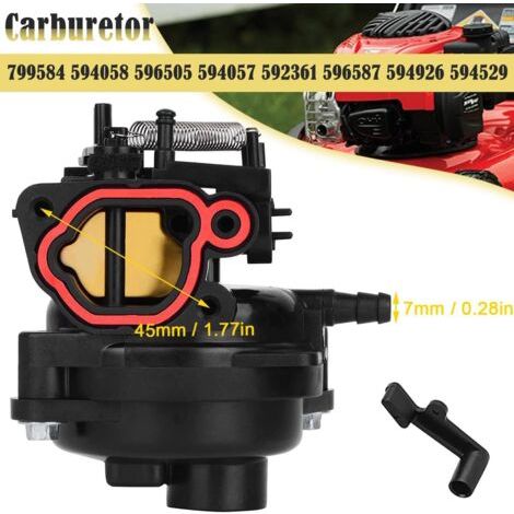 799584 Carburateur pour Briggs & Stratton TB110 TB200 09P702 103M02 550EX 625EX 675EX 725EXI 163cc 140cc moteurs de tondeuse à gazon 594058 596505 594057 592361 596587 594926 594529 (1/5)