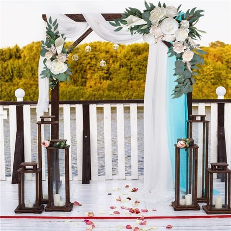 Arche de mariage artificielle, composition florale triangulaire, décor de fond de scène de mariage, en tissu de soie et plastique, format A3. (1/5)