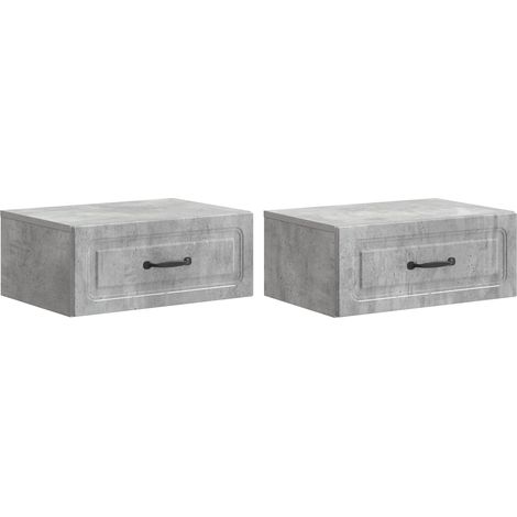 Wall-Mounted Bedside Cabinet with Drawer 2 pcs Concrete Grey vidaXL