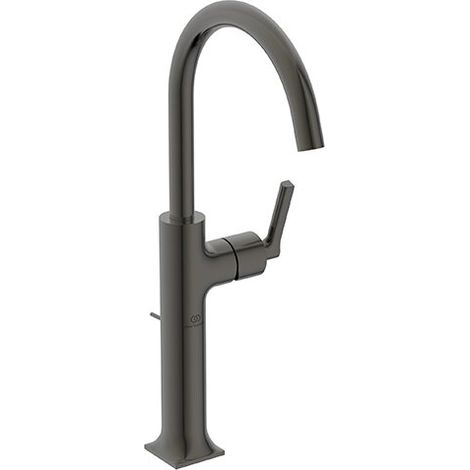Ideal Standard Robinet de lavabo Joy Neo m.Garniture de vidage Socle surélevé Saillie 169mm Poignée levier Mag.Grey, BD155A5