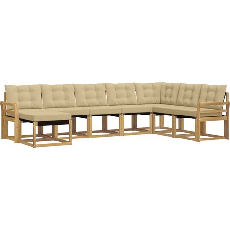 Set di divani da esterno con cuscino 8 pcs Bianco e Beige vidaXL (1/5)