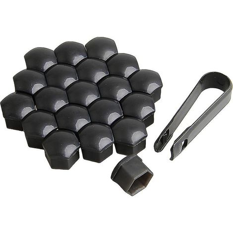 Lot de 20 écrous en plastique de 17 mm pour roues de voiture avec outils de démontage des capuchons à vis