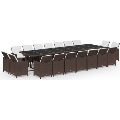 Ensemble à manger de jardin coussins 19 pcs Mobilier de jardin Résine tressée (1/5)