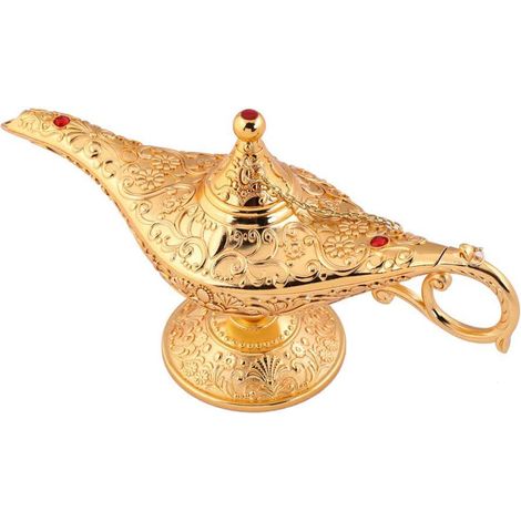 Antike Aladdin-Wunderlampe, Nil-Legenden-Kollektion, orientalischer Glücksbringer, Goldlegierung, Vintage-Dekorationsobjekt für Regal oder Schreibtisch, einzigartiges Sammlerstück. (1/5)