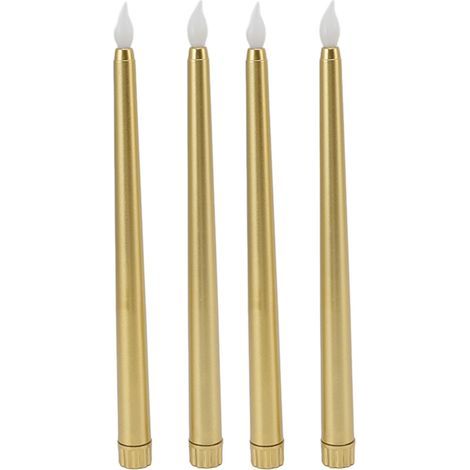 4 Pieces LED Candles Smokeless Flameless Safe Environmentally Friendly Warm Light Electric Cone Candle Gold (1/5)
