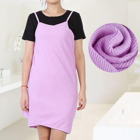 Jupe-robe à bretelles pour femme, serviette de bain, paréo, violet, style spa/plage (1/5)